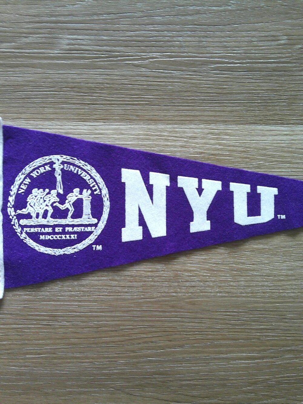 Vtg New York University NYU Purple Felt Pennant 6" x 15"